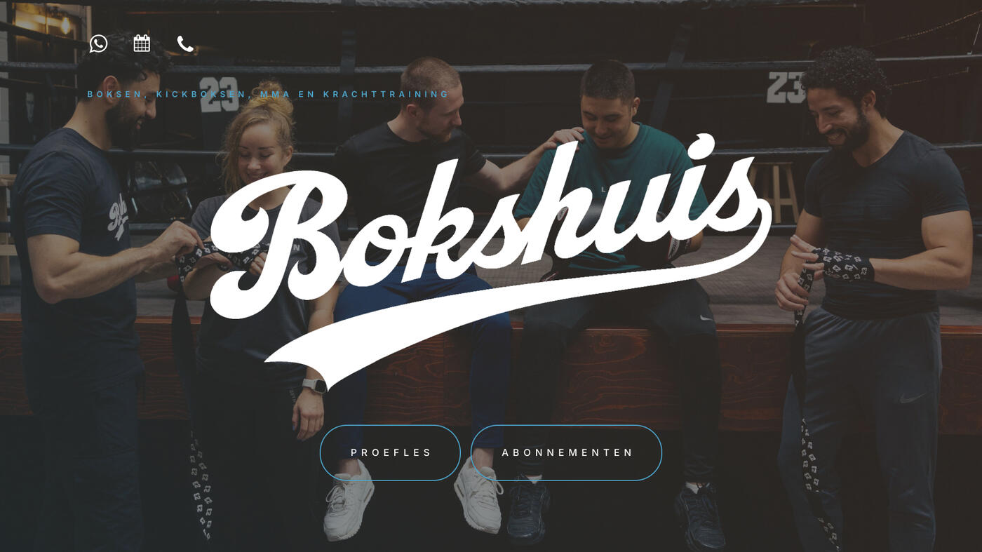 Homepage van de nieuwe website van Bokshuis